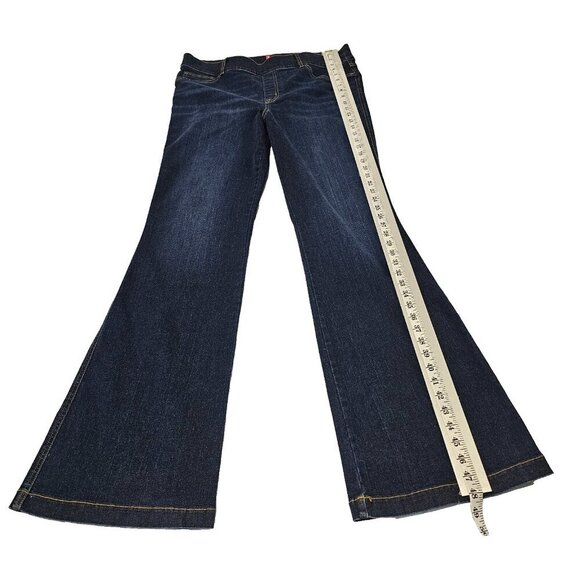 Spanx Wide Leg Pull On Women Jeans Size 1X Tall Blue Distressed Cotton - Picture 8 of 15